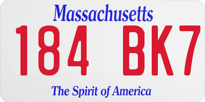 MA license plate 184BK7