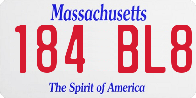 MA license plate 184BL8