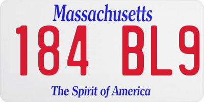MA license plate 184BL9
