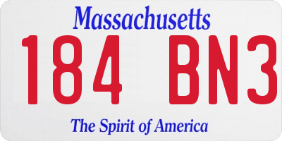 MA license plate 184BN3