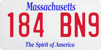 MA license plate 184BN9