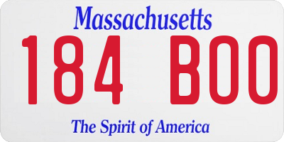MA license plate 184BO0