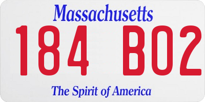 MA license plate 184BO2
