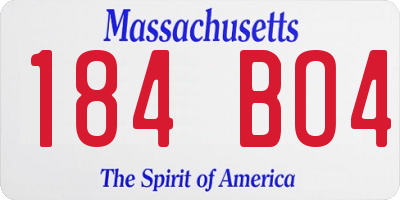 MA license plate 184BO4