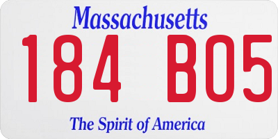MA license plate 184BO5