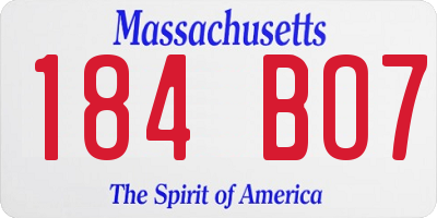 MA license plate 184BO7