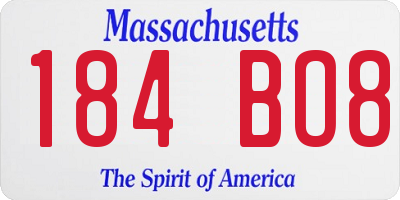 MA license plate 184BO8