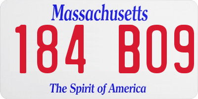 MA license plate 184BO9