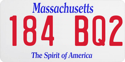 MA license plate 184BQ2
