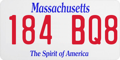 MA license plate 184BQ8