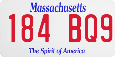 MA license plate 184BQ9