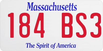 MA license plate 184BS3