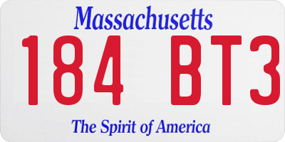 MA license plate 184BT3