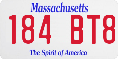 MA license plate 184BT8