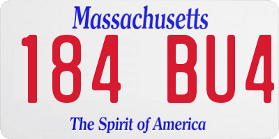 MA license plate 184BU4