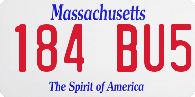 MA license plate 184BU5