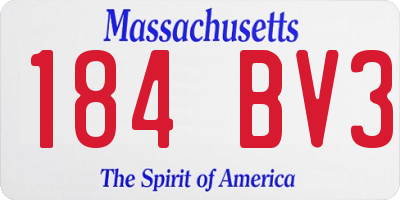 MA license plate 184BV3