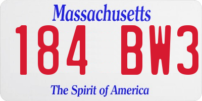 MA license plate 184BW3