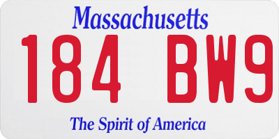 MA license plate 184BW9