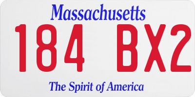 MA license plate 184BX2