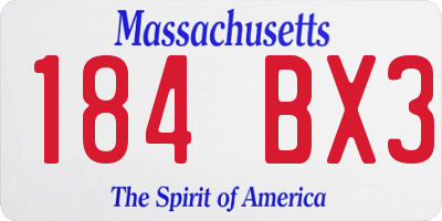 MA license plate 184BX3