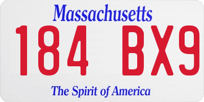 MA license plate 184BX9
