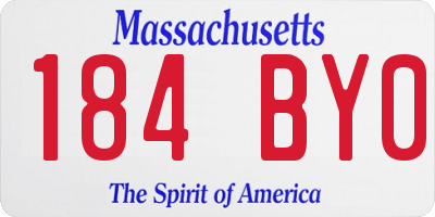 MA license plate 184BY0
