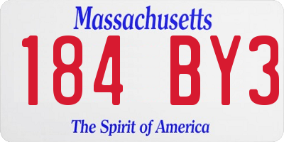 MA license plate 184BY3