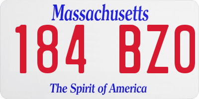 MA license plate 184BZ0