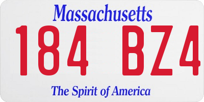 MA license plate 184BZ4