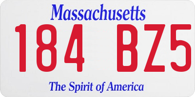 MA license plate 184BZ5