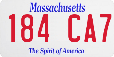 MA license plate 184CA7