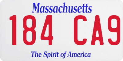 MA license plate 184CA9