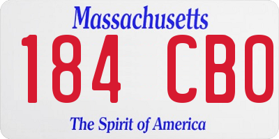 MA license plate 184CB0