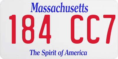 MA license plate 184CC7