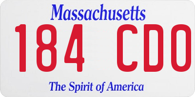 MA license plate 184CD0