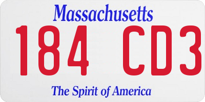 MA license plate 184CD3