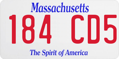 MA license plate 184CD5