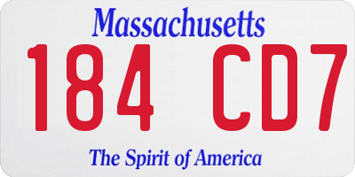 MA license plate 184CD7