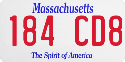 MA license plate 184CD8