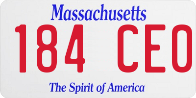 MA license plate 184CE0