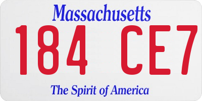 MA license plate 184CE7