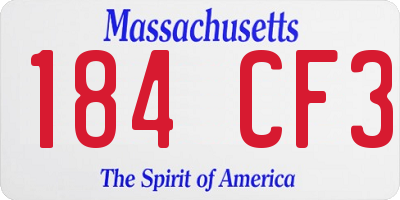 MA license plate 184CF3