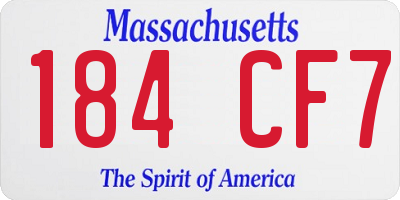 MA license plate 184CF7