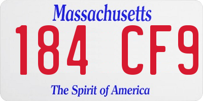 MA license plate 184CF9