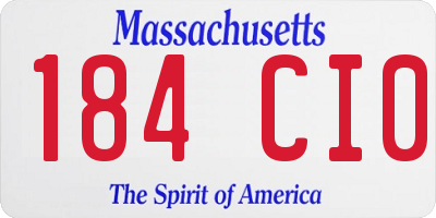 MA license plate 184CI0