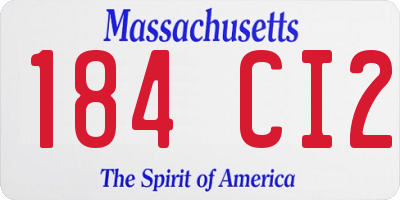 MA license plate 184CI2