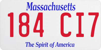 MA license plate 184CI7