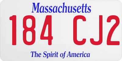 MA license plate 184CJ2