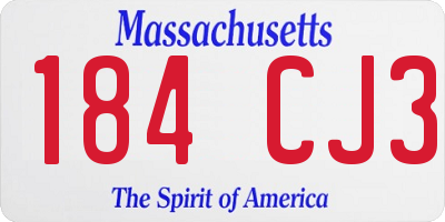 MA license plate 184CJ3